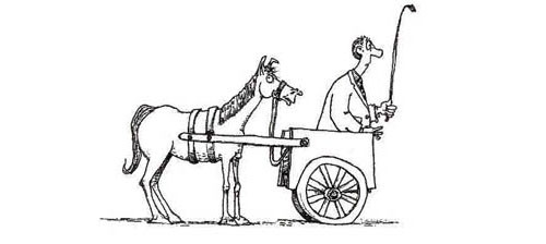 Cartoon image of a 'cart before the horse