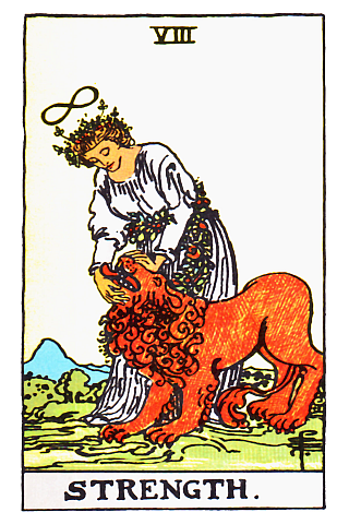 Rider Waite Tarot Card image of 'Strength'