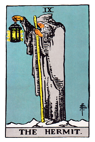 Rider Waite image of The Hermit Tarot Card